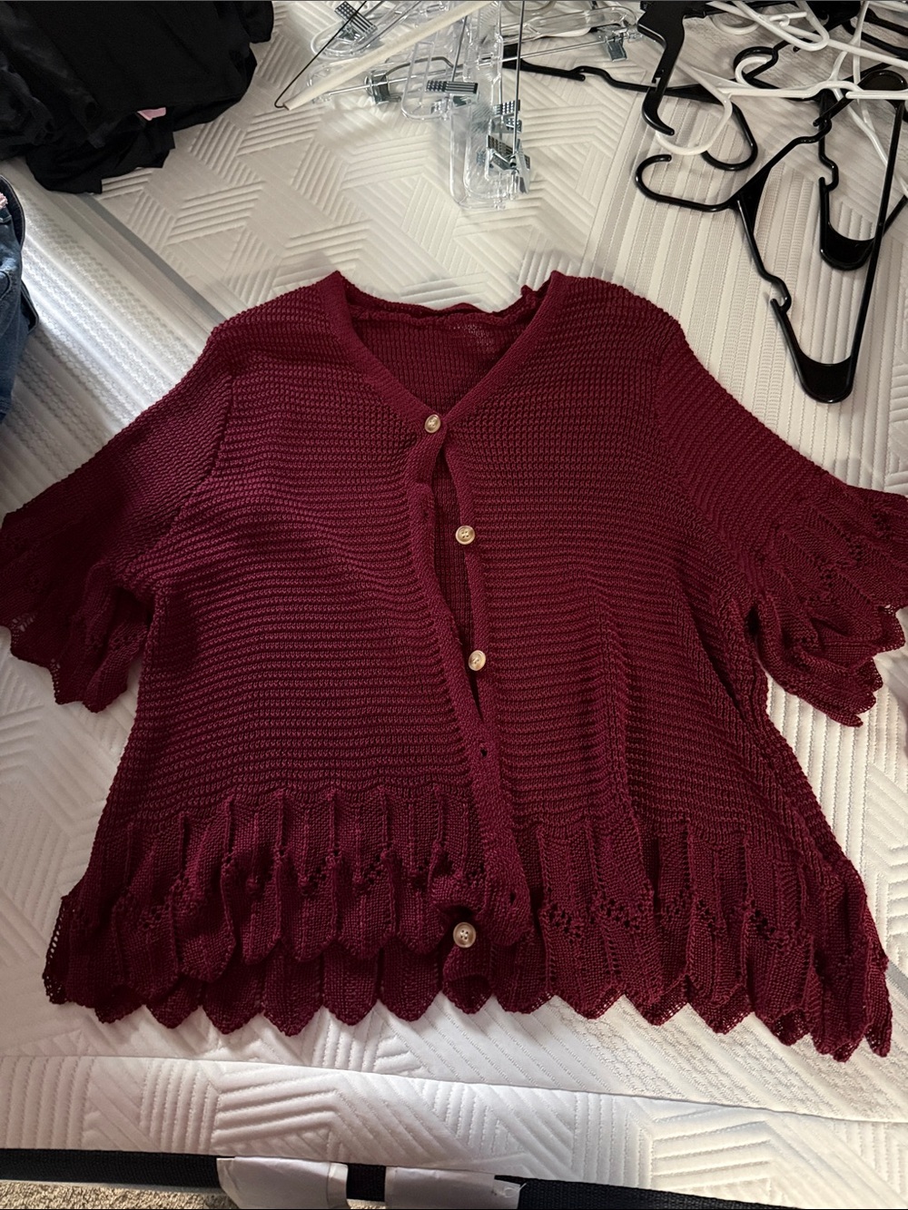 Women’s Burgundy Knit Button Cardigan Sweater